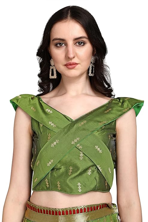 Women's Faux Silk Jacquard Semi-Stitched Embroidered Fabric Lehenga Choli