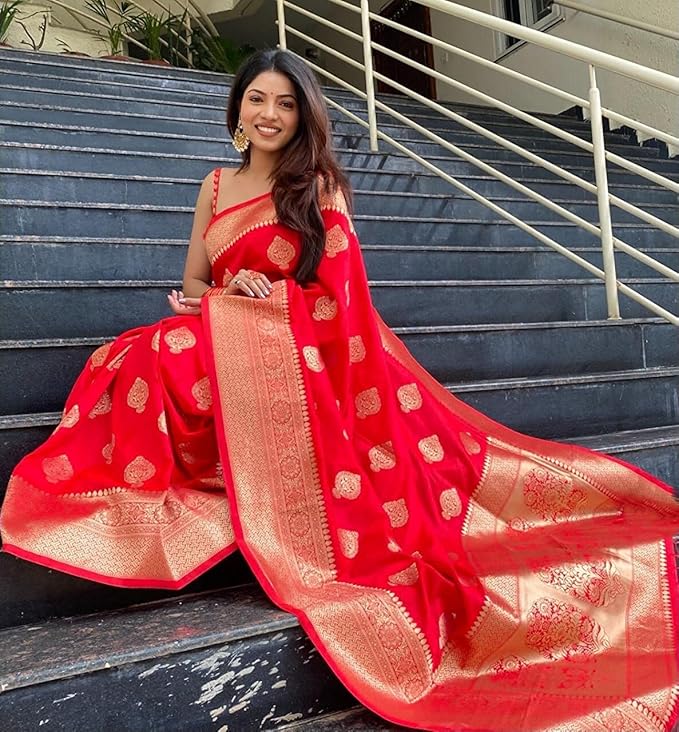 Kanjivaram Art Silk Saree Soft Banarasi Style Sari With Blouse Piece For Wedding