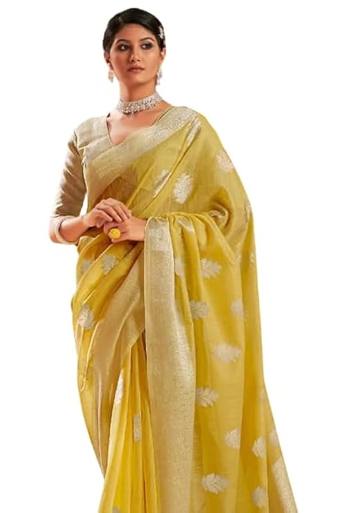 SWORNOF Women's Pure Silk Saree With Blouse Piece