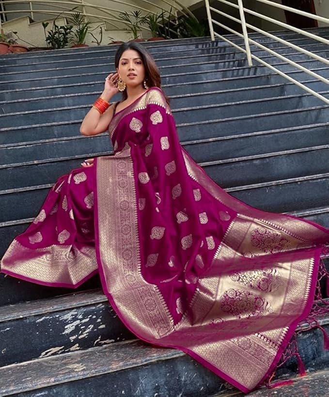 Kanjivaram Art Silk Saree Soft Banarasi Style Sari With Blouse Piece For Wedding