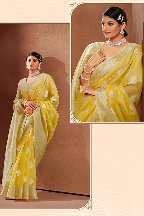 SWORNOF Women's Pure Silk Saree With Blouse Piece
