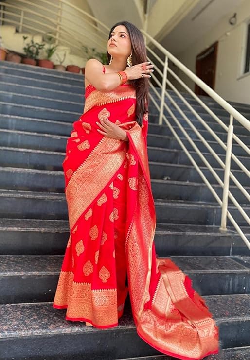 Kanjivaram Art Silk Saree Soft Banarasi Style Sari With Blouse Piece For Wedding
